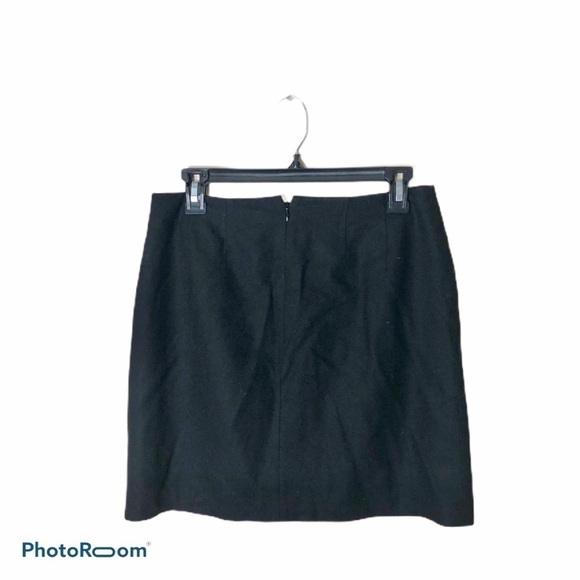 Loft Wool Blend Skirt Attached Beaded Design NWT 2 Black Gold Floral Leaf - Picture 2 of 7